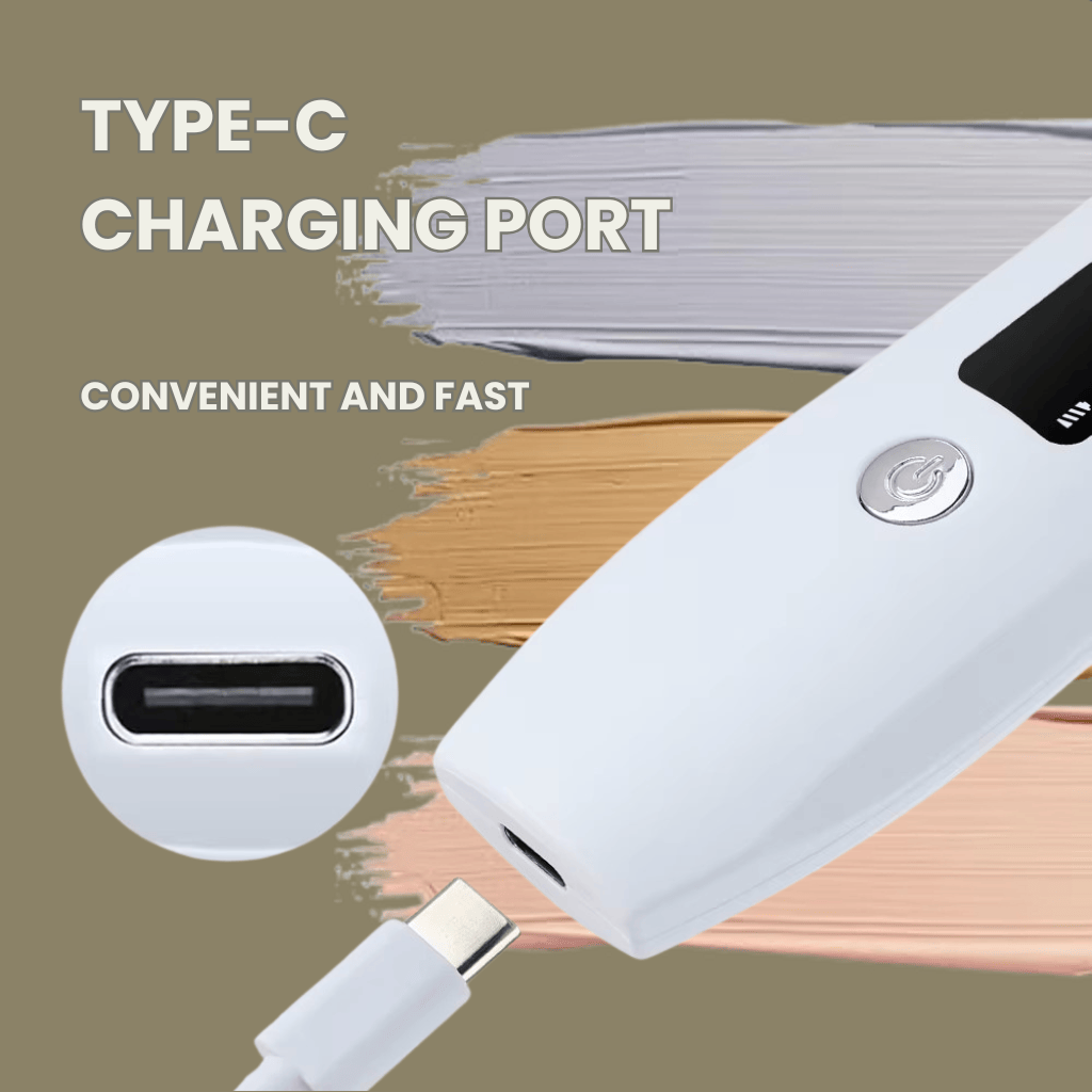 Skin scrubber with USB-C charging port for fast, convenient power