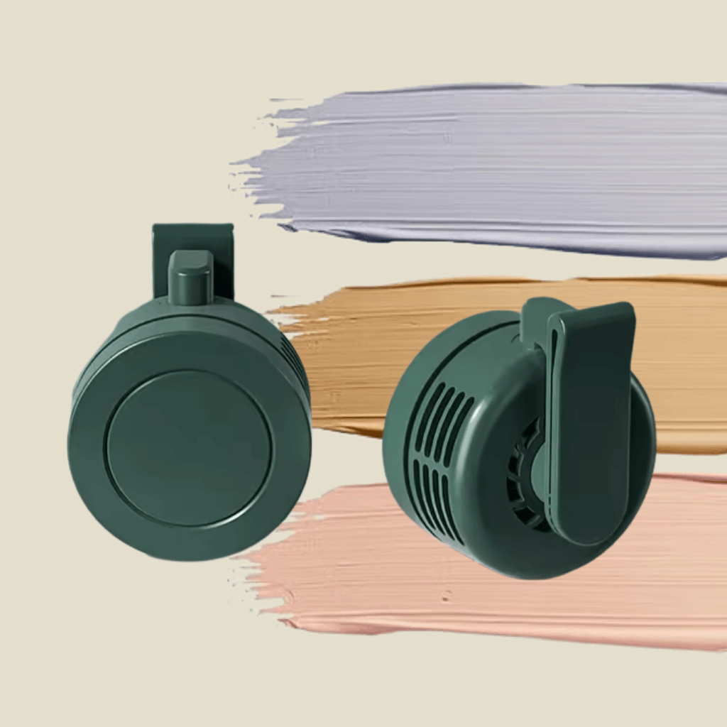 Retro green mini desk fan - sleek 360° clip-on design, quiet airflow for office or home