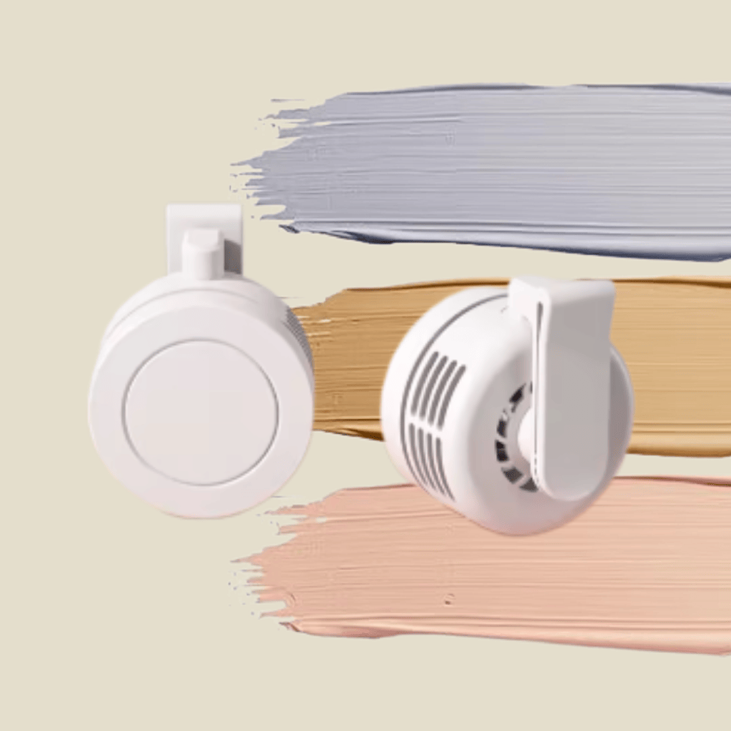 Gardenia white mini desk fan - sleek 360° clip-on design, quiet airflow for office or home