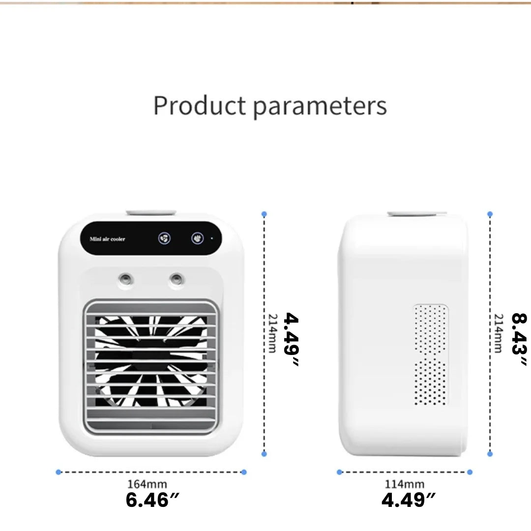 Compact USB desktop fan with mist spray – fits any workspace, portable & energy-efficient