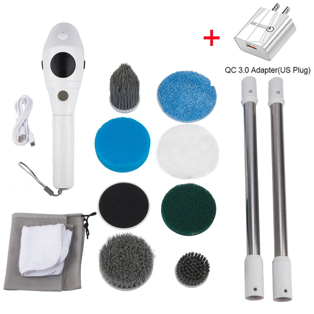 Storage bag with full 8-in-1 cleaning kit included + adapter (US Plug)