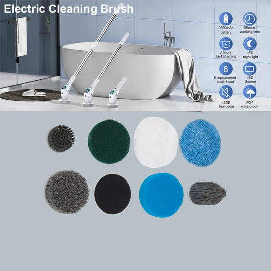 8-in-1 Wireless Rotatable Electric Cleaning Brush with 8 heads