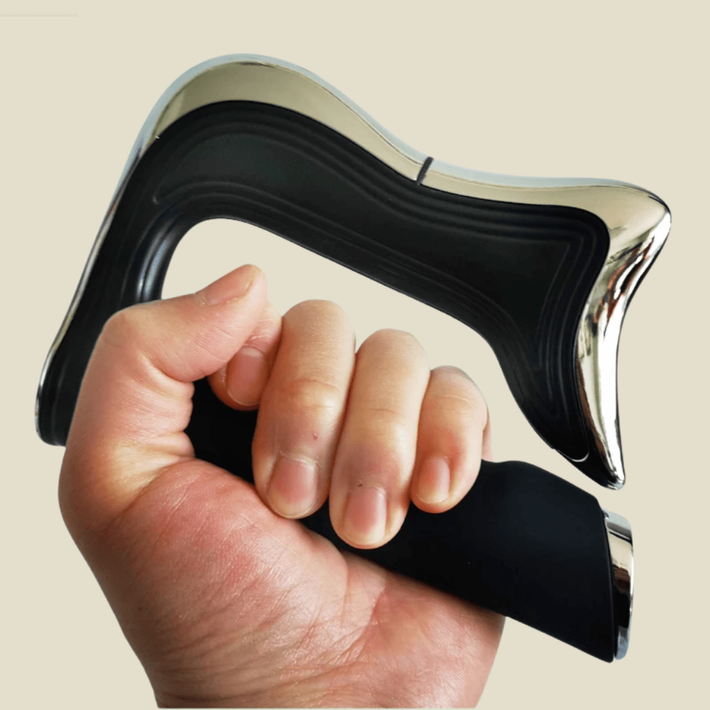 Man holding electric massager by AURAICORE for neck and back pain relief