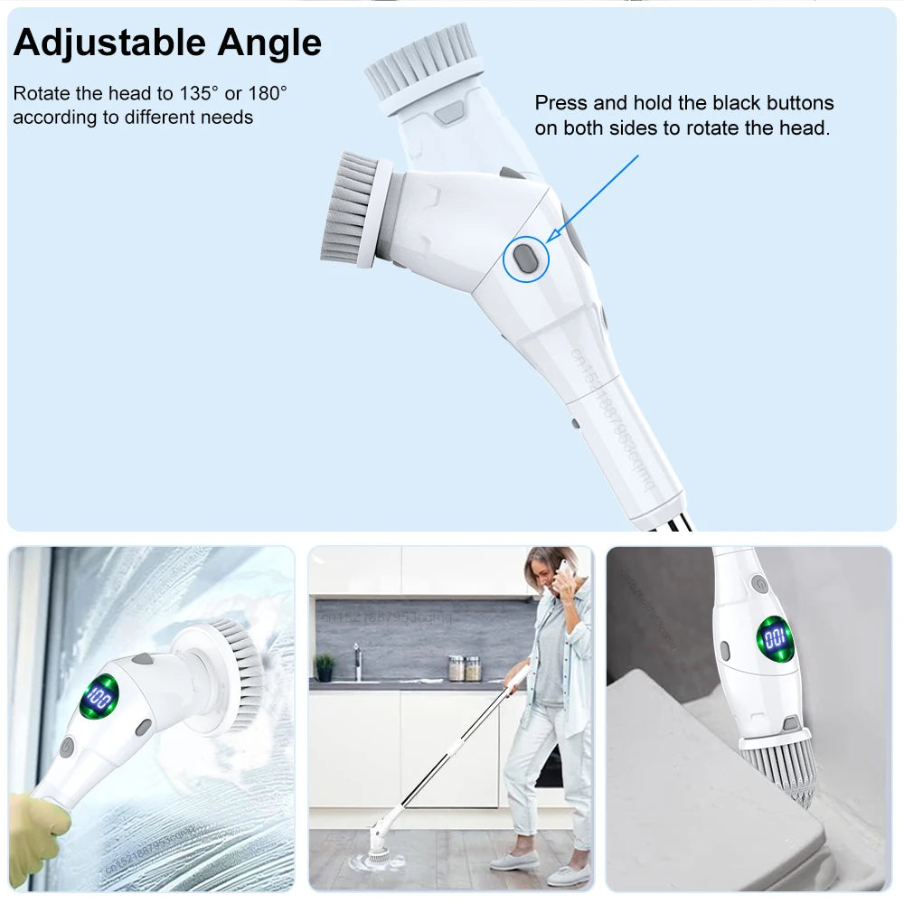 Corner brush head cleaning tight bathroom edges