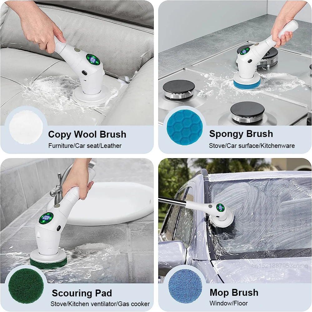 cleaning brush removing soap scum from car, kitchen, window