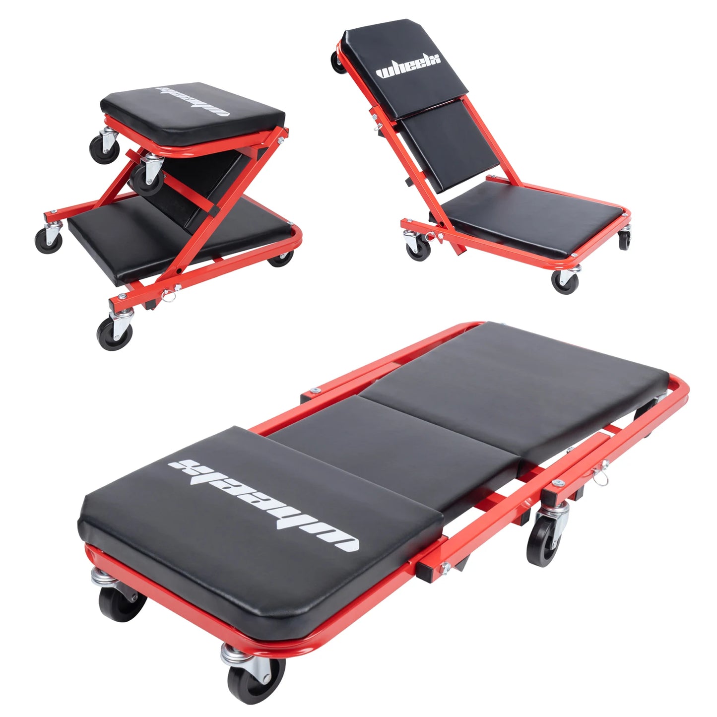 Lean-back mode of 3-in-1 garage tool for mechanics