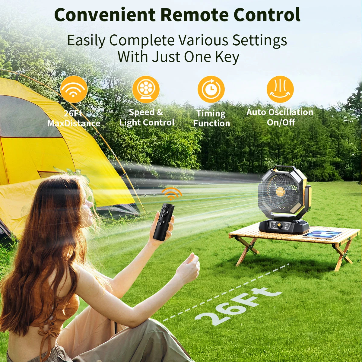 Portable Camping Fan in vehicle for road trips