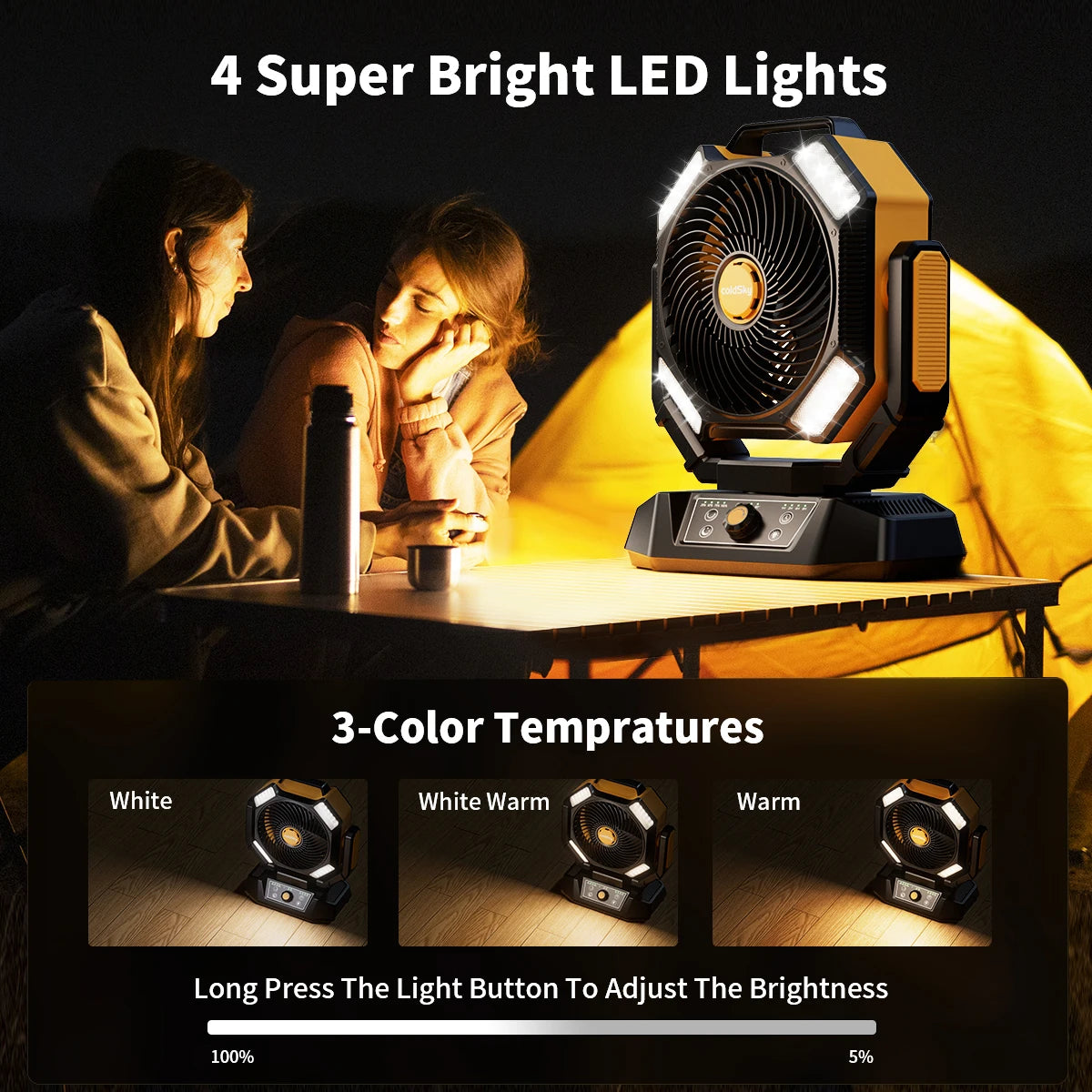 LED camping lantern with adjustable brightness