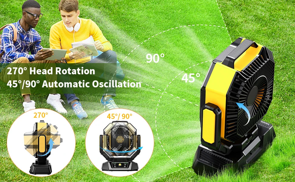 Portable desk fan with 270° rotation