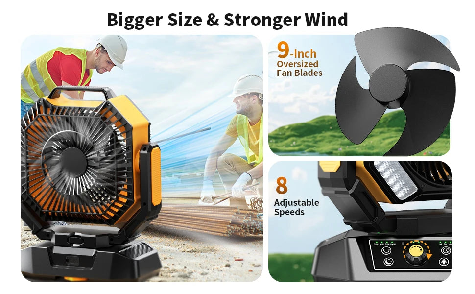 Portable Camping Fan with 8 speeds for outdoor camping