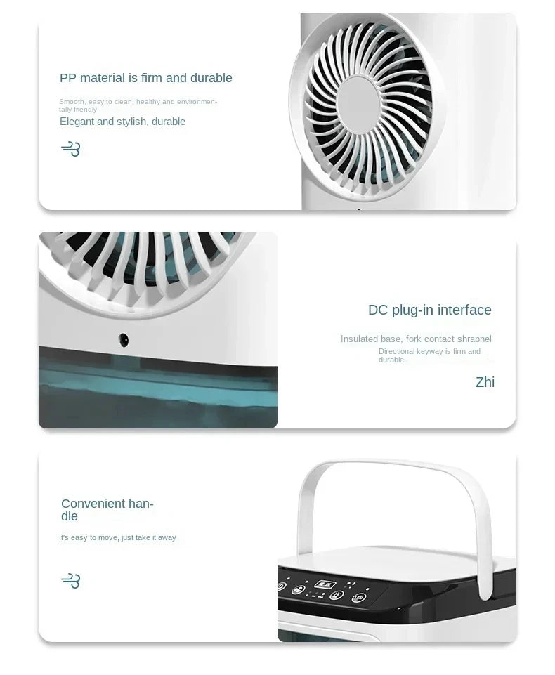 portable air cooler – 3-speed fan, ultrasonic mist, and 900ml water tank for desktop cooling