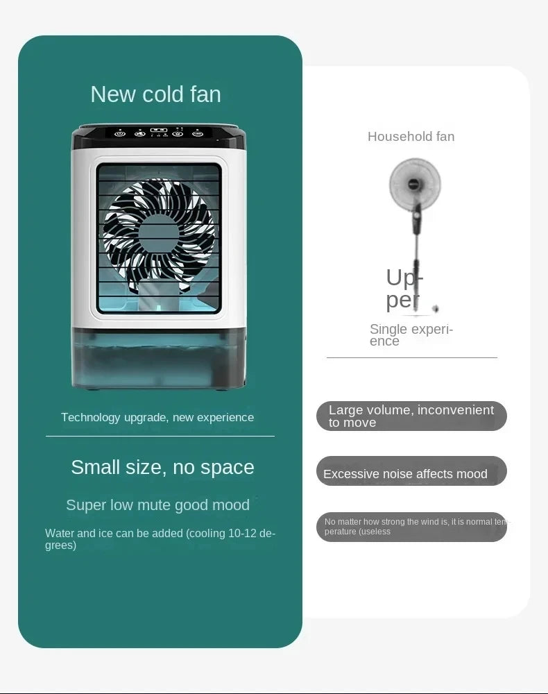 Dual-spray portable cooler for fast temperature drop and ambient lighting