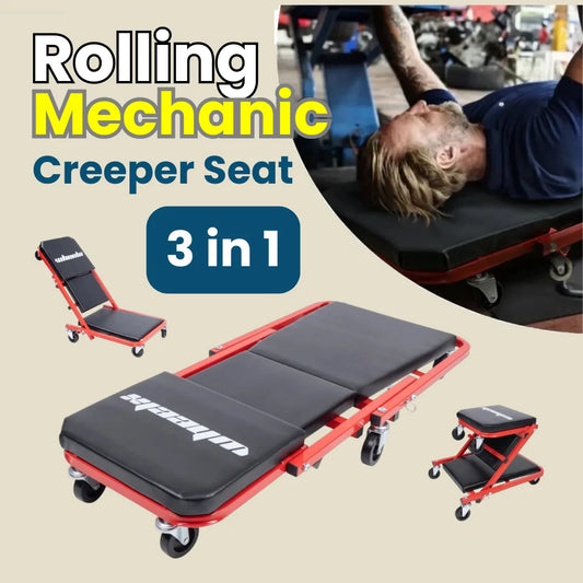3-in-1 mechanic creeper seat in red black color 