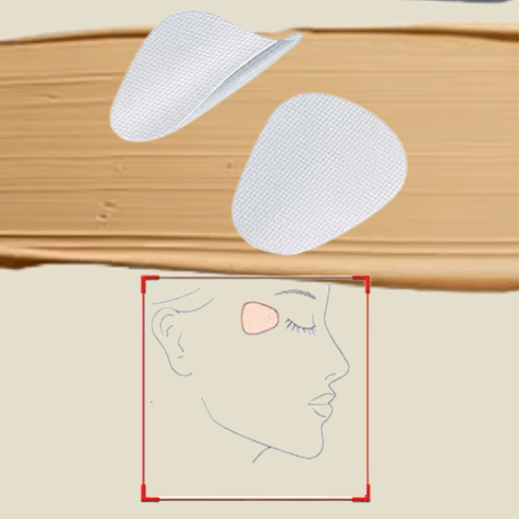 Photo showing where to stick wrinkle patches on face