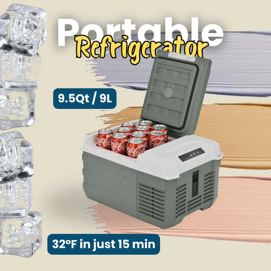Portable refrigerator 9.5Qt / 9L - only 14 lbs, -4°F to 68°F, 45dB quiet.