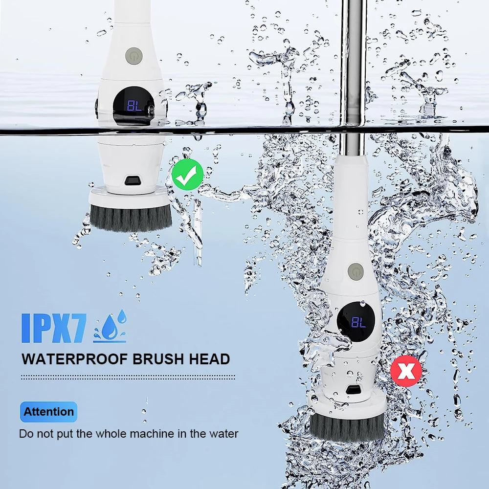 Waterproof scrubber shown under running water