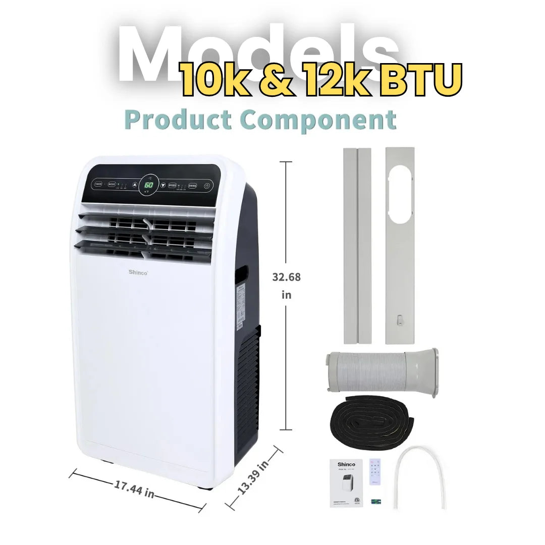 10k/12k BTU Portable Air Conditioner dimensions and size specifications