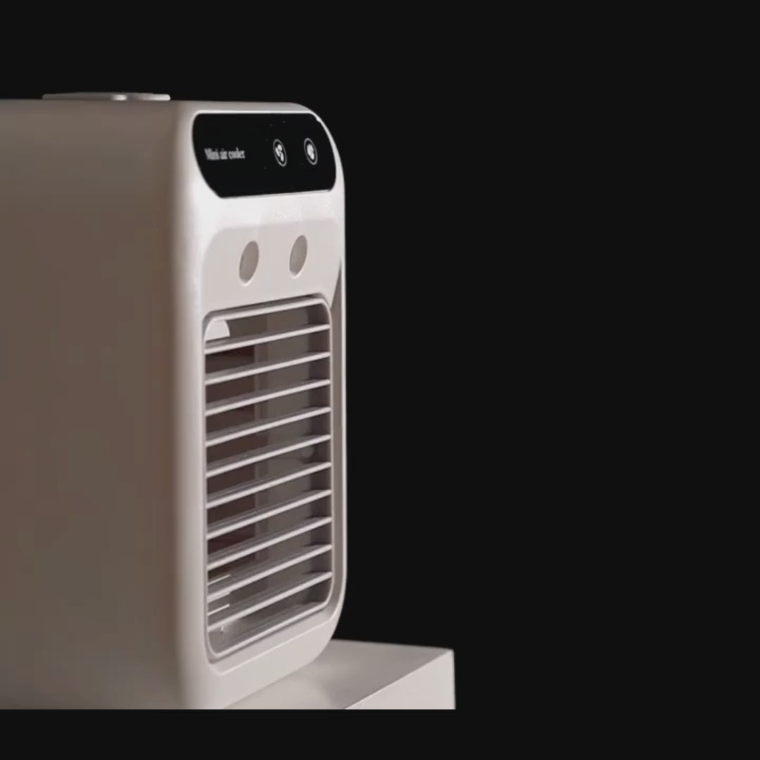 Load video: Video: Cooling Fan with Water Mist – Take it anywhere—ideal for home, office, or outdoor adventures