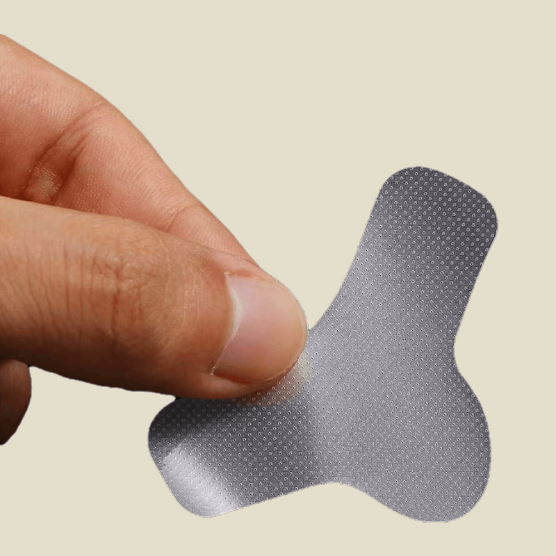 T-Shape Anti-Wrinkle Patch applied on forehead – instantly smooths frown lines and lifts sagging skin